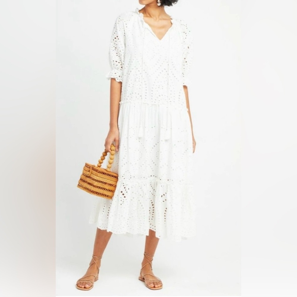 OPT White Eyelet Puff Sleeve dress